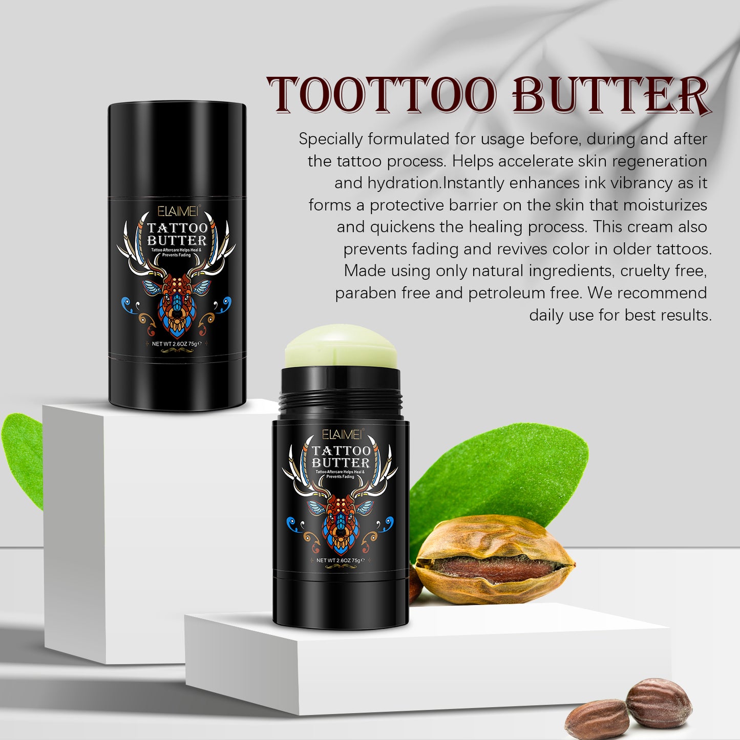 AFTERCARE TATTOO BUTTER Enhances Colors OLD & NEW TATTOO Heals and Protects Balm