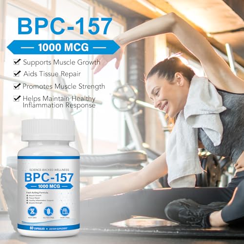 BPC-157 1000mcg Supplement for Men and Women, Non-GMO - 60 Capsules