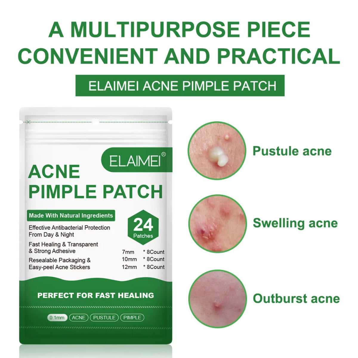 ELAIMEI Acne Pimple Removal Patch Remover Facial Care Spot Blemish Skin Tool Sticker 24