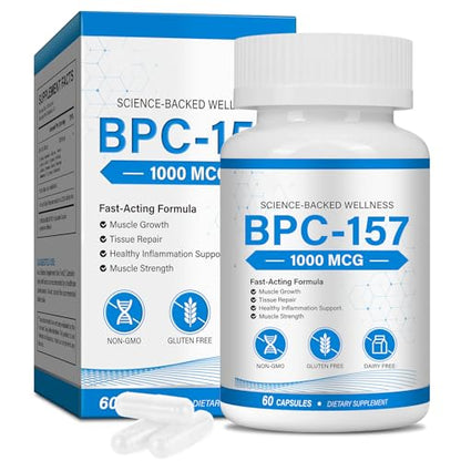 BPC-157 1000mcg Supplement for Men and Women, Non-GMO - 60 Capsules