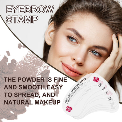 Eyebrow Stamp Stencil Kit, Double Heads 2 Brushes 12 Stencils Clipper Eyebrow Makeup Powder Kit