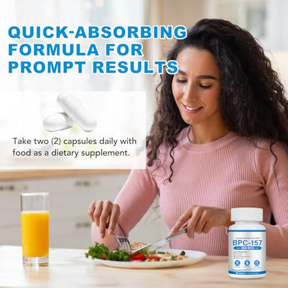 BPC-157 1000mcg Supplement for Men and Women, Non-GMO - 60 Capsules