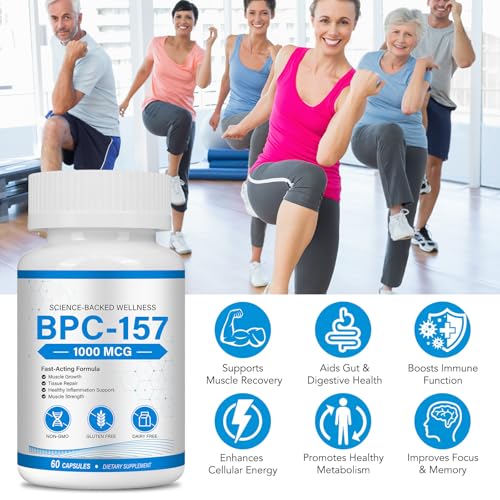 BPC-157 1000mcg Supplement for Men and Women, Non-GMO - 60 Capsules