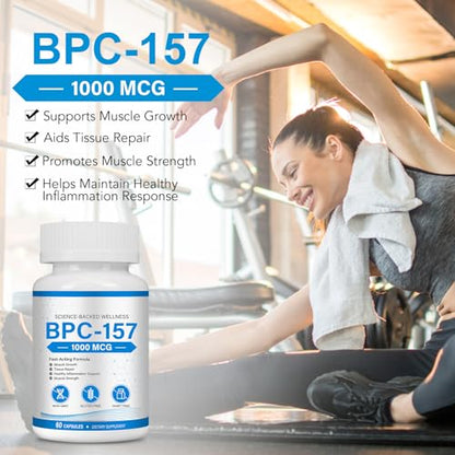 BPC-157 1000mcg Supplement for Men and Women, Non-GMO - 60 Capsules