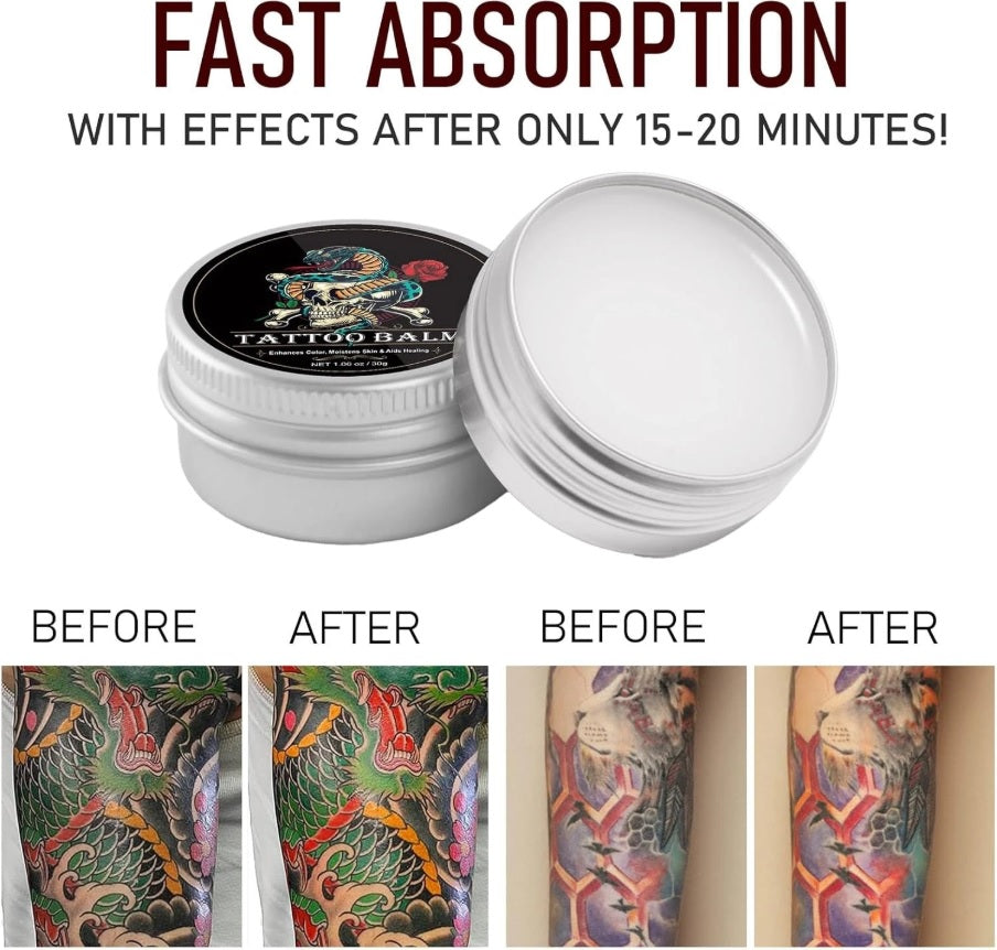 Tattoo Balm Aftercare Butter Cream, Color Enhance Moisturizer for Old and New Tattoos, No-Petroleum Formula, Daily Tattoo Maintenance