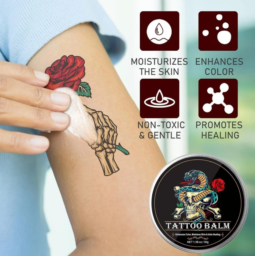 Tattoo Balm Aftercare Butter Cream, Color Enhance Moisturizer for Old and New Tattoos, No-Petroleum Formula, Daily Tattoo Maintenance