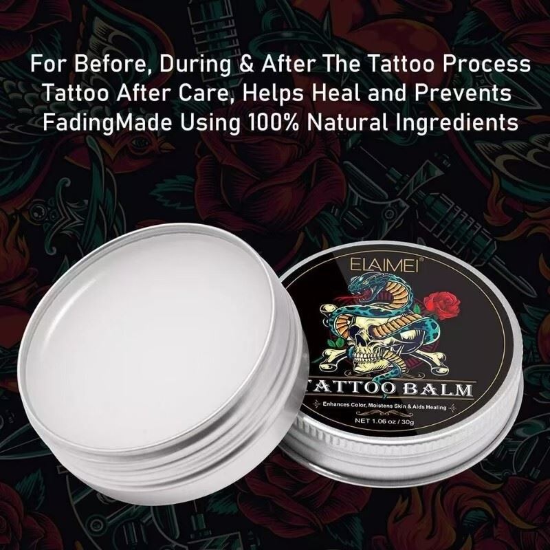 Tattoo Balm Aftercare Butter Cream, Color Enhance Moisturizer for Old and New Tattoos, No-Petroleum Formula, Daily Tattoo Maintenance