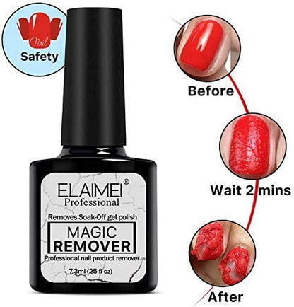Elaimei Magic Nail Polish Remover Manicure Pedicure Soak-Off Gel Polish Remover