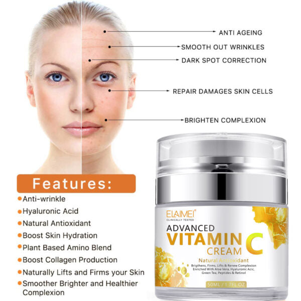 Elaimei Anti-Aging Face Vitamin C Cream Facial Hyaluronic Acid Pure Retinol Skin Care Wrinkle Moisturizer