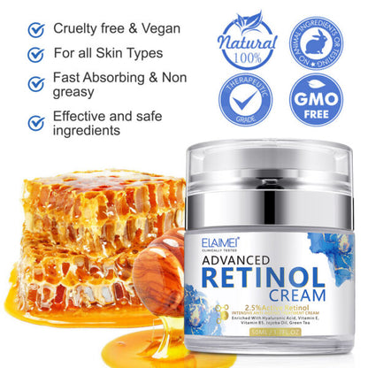 Elaimei Pure Retinol Face Cream 2,5% Anti Aging Wrinkles Moisturizer Acne Facial Repair Reduce