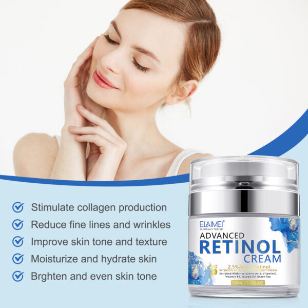 Elaimei Pure Retinol Face Cream 2,5% Anti Aging Wrinkles Moisturizer Acne Facial Repair Reduce