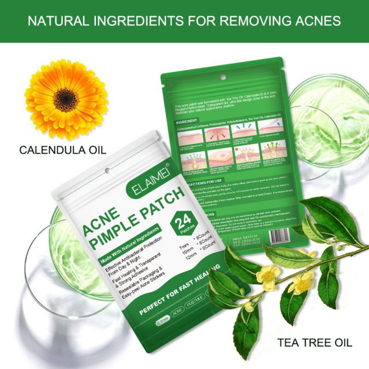 ELAIMEI Acne Pimple Removal Patch Remover Facial Care Spot Blemish Skin Tool Sticker 24