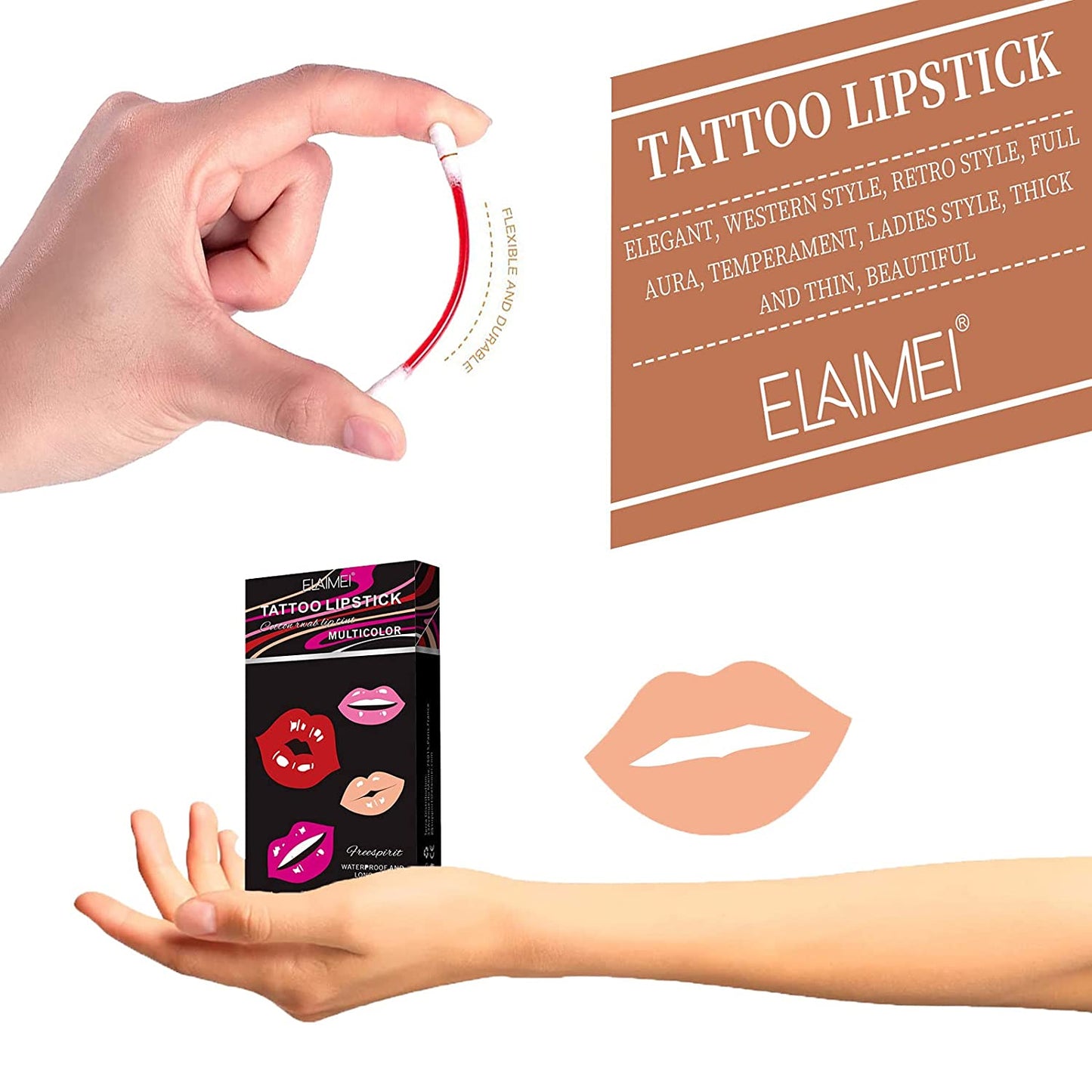 Elaimei 4 Colors Lip Gloss Makeup Tattoo Lipstick